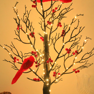 Vintage Glowing <b>Tree</b> with Cardinals 2 BirdsFruits LED Light Fairy Lights <b>Tree</b> Lamp for <b>Tabletop</b> Christmas Decoration - Product Image 6