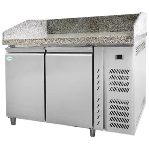 Холодильник 2-дверный коммерческий охлажденный стол для пиццы с мраморной столешницей