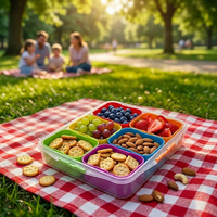 8-delige voedselveilige PP lekbestendige stapelbare draagbare snackbox met compartimenten, charcuterie schaal, fruit organizer, picknick, koelkast