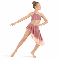 Costume de danse lyrique/contemporaine EDREI pour filles, coupe halter, taille découpée, appliqué floral, bicolore, en Spandex/Polyester, sublimation
