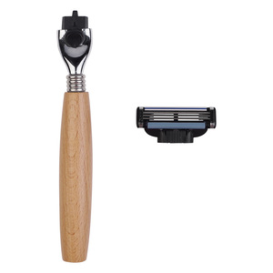 Mango de madera para afeitadora compatible con <span class=keywords><strong>Gillette</strong></span> Mach3 para sistema de afeitado de <span class=keywords><strong>3</strong></span> <span class=keywords><strong>cuchillas</strong></span>, repuestos de cartuchos de <span class=keywords><strong>cuchillas</strong></span>. - Product Image 4