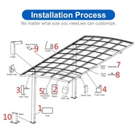 Sunto Abri de voiture extérieur en aluminium imperméable en polycarbonate à toit plat Abri de garage en métal élégant Design moderne pour 2 voitures Parking