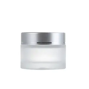 热卖1盎司2盎司4盎司8盎司透明软膏奶油玻璃化妆品罐，用于30毫升铝盖化妆品容器