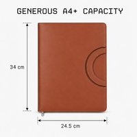 Porte-documents en cuir avec bloc-notes ligné rechargeable A4, classeur multi-poches pour documents, pochette de conférence en cuir