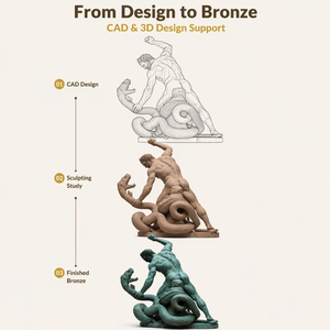 Sculpture YOUFINE en bronze patiné d'<span class=keywords><strong>Hercule</strong></span> combatant contre le serpent d'Achelus, statue d'héroïque personnage mythologique classique pour la décoration de musée ou de villa - Product Image 5