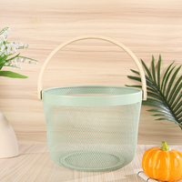 Panier à fruits rond avec poignée en bouleau, taille personnalisable, panier de pique-nique