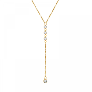 قلادة سلسلة من الفولاذ المقاوم للصدأ مطلية بالذهب ، قلادة أنيقة من الزركون بشراشيب ، مجوهرات قلادات كلاسيكية ساحرة للصيف للنساء - Product Image 6