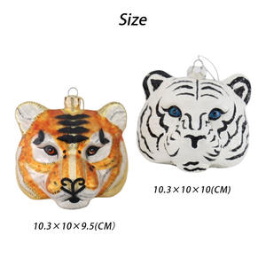 Pendentif <span class=keywords><strong>lion</strong></span> et tigre en verre Offre Spéciale à paillettes pour arbre boule de Noël ornements décoratifs en verre peints à la main pour arbres de Noël - Product Image 6