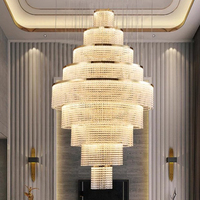 Grand lustre suspendu personnalisé de luxe en cristal pour hall d'hôtel, escalier, hall d'entrée, éclairage de grande entrée