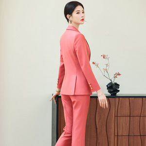 Women's Suit Set Solid Color Long Sleeve Professional Work Wear Spring Autumn Elegant European Style Two Piece Outfit - Product Image 4