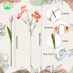 Tulipes <span class=keywords><strong>artificielles</strong></span> Cosmos en soie, 8 pièces, <span class=keywords><strong>fleurs</strong></span> sauvages, longue tige, <span class=keywords><strong>bouquet</strong></span> de printemps coloré pour la décoration de table de jardin de mariage floral - Product Image 2