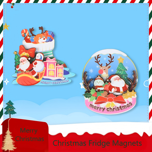 冰箱磁铁3D圣诞老人圣诞树麋鹿磁铁磁性冰箱贴纸家居装饰冰箱磁性 - Product Image 2