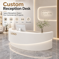 Réception pour salon de coiffure crème de forme ronde sur mesure Bureau de réception de forme ronde futuriste