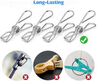 Crochet à linge en acier inoxydable de 2,2 pouces pour chaussettes, serviettes, sacs, écharpes, séchage suspendu, outil de séchage, pince à linge en acier inoxydable