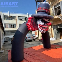 Arche gonflable de clown maléfique noir et rouge, arche gonflable résistante aux intempéries pour décorations de jardin et de maison hantée pour Halloween