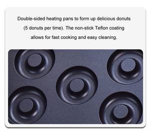 Máquina para Hacer Donas Eléctrica de 1550W, Máquina Comercial para Donas con Superficie Antiadherente, 6 Orificios, Calentamiento de Doble Cara, Máquina para Hacer Waffles - Product Image 4