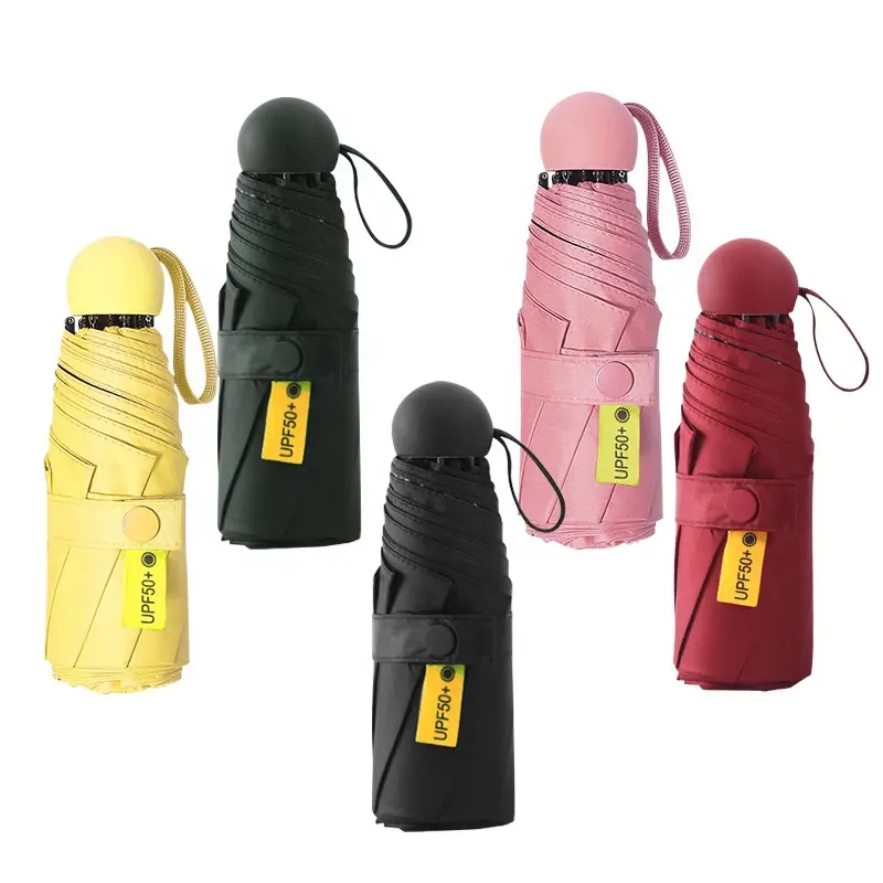 Ultra light Small Mini Pocket Parasol 5 Folding Capsule Umbrella,Mini Sun Rain Travel portable Umbrella with capsule Case