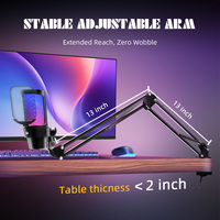 Microphone à condensateur USB VCOM Microphone de bureau filaire pour l'enregistrement de jeux en continu avec support de bras perche