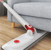 Serpillère plate mains libres avec seau essoreur, serpillère auto-nettoyante pour le nettoyage des sols humides et secs à la maison