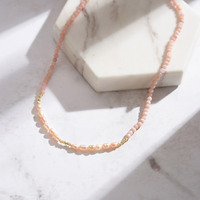 Collier ras du cou MPN05 en argent sterling 925 avec perles dorées, opale rose et perle d'eau douce naturelle, réglable, pour femme - Nouvelle arrivée