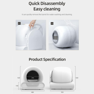 Caja de Arena Inteligente para Gatos, Redonda, de 65L, Autolimpiable, con Bajo Nivel de Ruido, Operación Táctil, Control por Aplicación, Plástico ABS Resistente, Venta al Por Mayor - Product Image 6