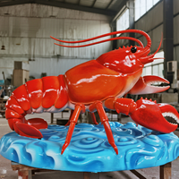 Modèle de statue de homard animatronique personnalisable en silicone et acier pour parcs d'aventure, maisons de jeux, jardins et centres commerciaux