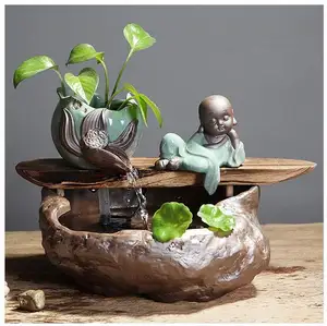 Indoor Tabletop Zen Wasserfall Brunnen, Retro Keramik Entspannung Feature Dekoration Beruhigende kaskadi rende Zen Meditation