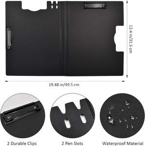 Porte-documents A4 avec double clip métallique, en PP, pliable, avec porte-stylo, pour bureau, école, salle <span class=keywords><strong>de</strong></span> classe - Product Image 2