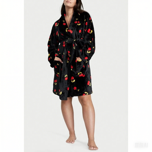 Usine Plus Size Fantasy Fluffy Cherry Flanelle Peignoir Belle <span class=keywords><strong>Chemise</strong></span> <span class=keywords><strong>De</strong></span> <span class=keywords><strong>Nuit</strong></span> Courte Surdimensionnée À Capuche Robe Confortable pour Couple D'automne - Product Image 5