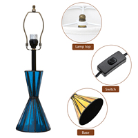 Base de lampe décorative en verre teinté Blivuself de 21 pouces, remplacement avec 6 options de couleur pour abat-jour de 8 à 14 pouces