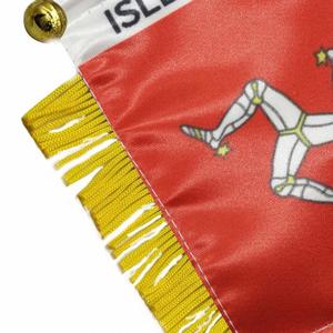 ธงผ้าซาตินแบบกำหนดเองของเกาะแมน ธงติดรถยนต์ขนาดเล็ก พร้อมพู่สีเหลือง - Product Image 4