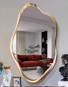 Specchio da Parete Decorativo per Soggiorno Moderno con Cornice Dorata Irregolare in Vetro per Camera da Letto Decorazione Murale per la Casa Cornice Dorata - Product Image 3
