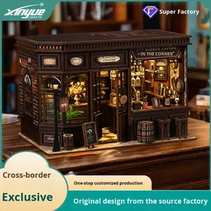 Rak Buku Sudut Kayu DIY Model Rumah Kabin Booknook Perakitan Ornamen Dekorasi Kamar Tidur Ruang Belajar Mainan Promosi - Product Image 3