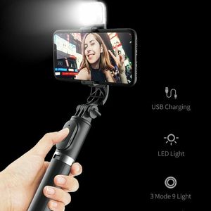 Q02S <span class=keywords><strong>Selfie</strong></span> <span class=keywords><strong>Stick</strong></span> sans fil <span class=keywords><strong>Q02</strong></span> BT, mini trépied pliable avec lumière d'appoint, télécommande pour iOS et Android - Product Image 2