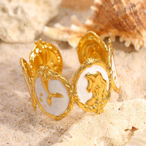 Bracelet plaqué or au design sirène pour femmes, style océan, ouverture réglable, bijoux - Product Image 3