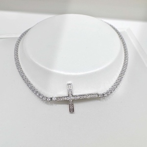 Bracelet unisexe en argent sterling 925 avec pendentif croix, style hip hop western, pour femmes, avec zirconias, bracelet d'amitié. - Product Image 1