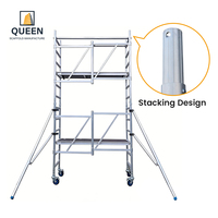 Andamio Plegable de Aluminio de 9'8" de Altura de Trabajo, Andamio Móvil Plegable Multiusos de Tipo Pequeño, Torre Rodante