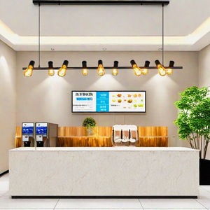 Unique Linear Pendant <b>Light</b> Stainless Steel 8 Bulbs For <b>Dining</b> Table Cafe Bar Office Industrial Style - Product Image 2