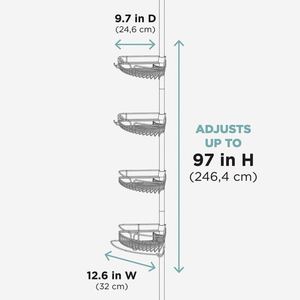 Modern Hotel Use Bathroom Black <b>Corner</b> Rack Storage Organizer 4 Tier Metal Telescopic Shower Caddies - Product Image 3