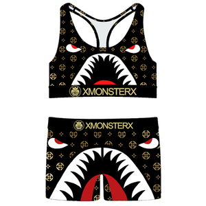 Fashionable Sporty <b>Wire</b> Free Polyester Women's Sports <b>Bra</b> and Underwear Set with Custom Logo Printed Design Boyshort Style - Product Image 1