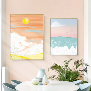 Quadro su Carta con Effetto Spray, Stile Nordico '<span class=keywords><strong>Sunrise</strong></span>', Paesaggio Fresco e Popolare su Instagram, Tema Spiaggia con Velieri, Design di Nicchia Lusso Leggero per Soggiorno e Ingresso - Product Image 4