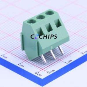 WJ103-5.0-3P Screw Terminal Block Through hole Component (THT),P=5mm Connector 1x3P 5mm Green Through Hole - Product Image 1