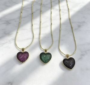 Collier pendentif cœur en or plaqué 18 carats entièrement pavé de zirconiums cubiques, bijoux de mode pour femmes - Product Image 4