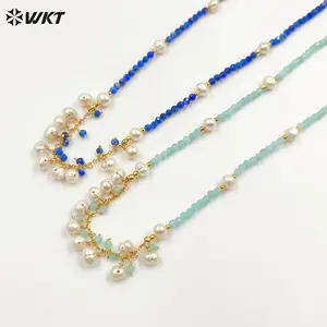 WT-JN253 Wholesale Vintage Style Trendy Natural Gemstone& Pearl Exquisite High Quality Pendant Necklace