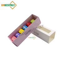 6 paquets de boîtes d'emballage en papier macaron imprimées personnalisées Boîtes à tiroir pour desserts et biscuits avec fenêtre supérieure