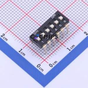 KH-10027A-HL2.54-6P DIP Switch Through hole Component (THT) Switch Flat Toggle, Raised Type 6 PC Pin 2.54mm - Product Image 1