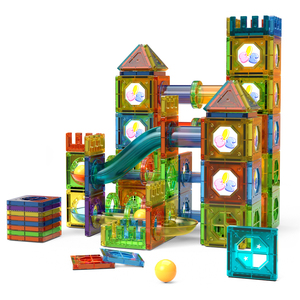 ชุดตัวต่อแม่เหล็ก STEM แบบรางลูกแก้ว 45/69/105/158/200 ชิ้น ตัวเลือกหลากหลาย ของเล่นเสริมพัฒนาการเด็ก ของขวัญสำหรับเด็ก - Product Image 1