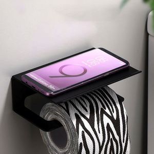 Newest 304 Stainless Steel Black Wall Mounted Bathroom Roll Tissue Toilet Holder With Mobile Phone <b>Shelf</b> - Product Image 5