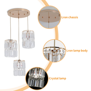 3-<b>Light</b> Crystal Modern Cluster Pendant Lighting Over Table Hanging Ceiling <b>Chandelier</b> Fixture for Kitchen Island Dining Room - Product Image 4