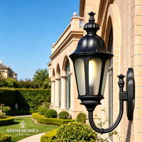 Applique murale extérieure LED vintage européenne en aluminium moulé noir, étanche, avec angle de faisceau de 360° pour villa, jardin, porche, éclairage d'entrée